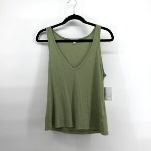 Beyond Yoga Tank Top Ribbed V-Neck Large Sage Green Womens Athleisure Yoga USA
